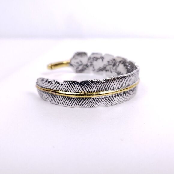 Feather Cuff Bracelet Silver Gold Boho Chic Western‎ Style Medium Large - Picture 3 of 8